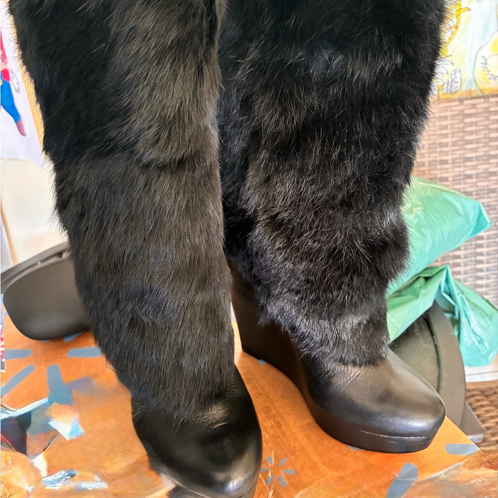 Dolce Vita Black Real Fur and Leather Women's Boots